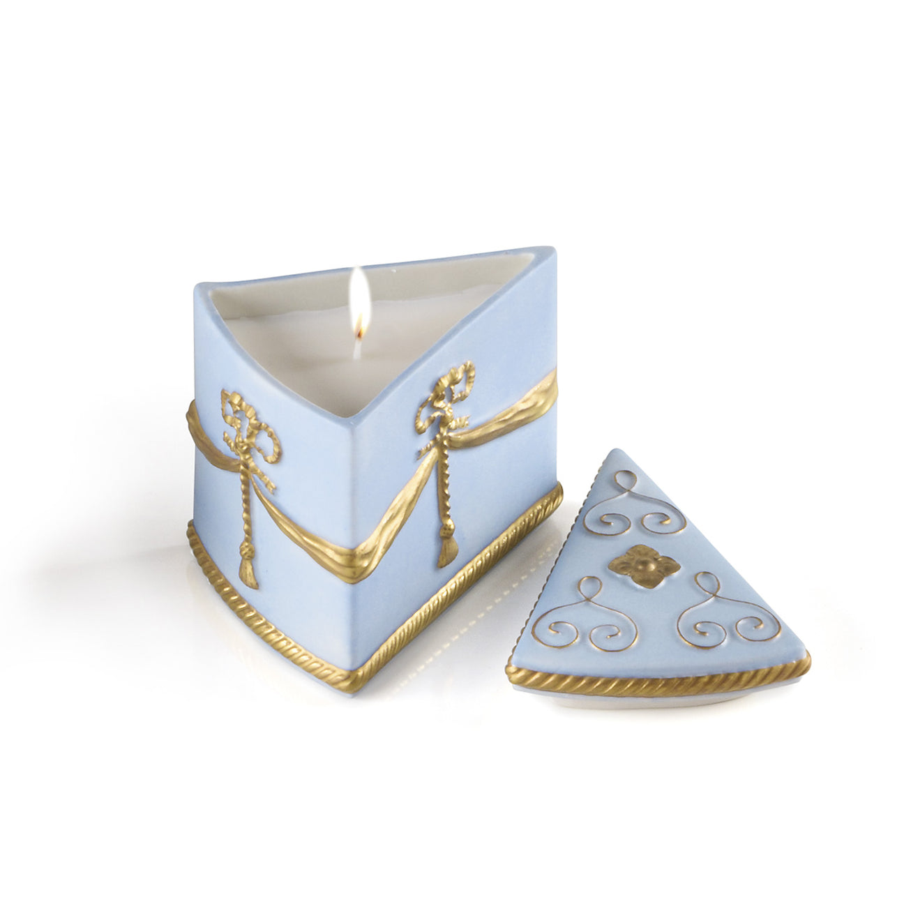 Cake Scented Candle  - Baby Blue &amp; Gold 