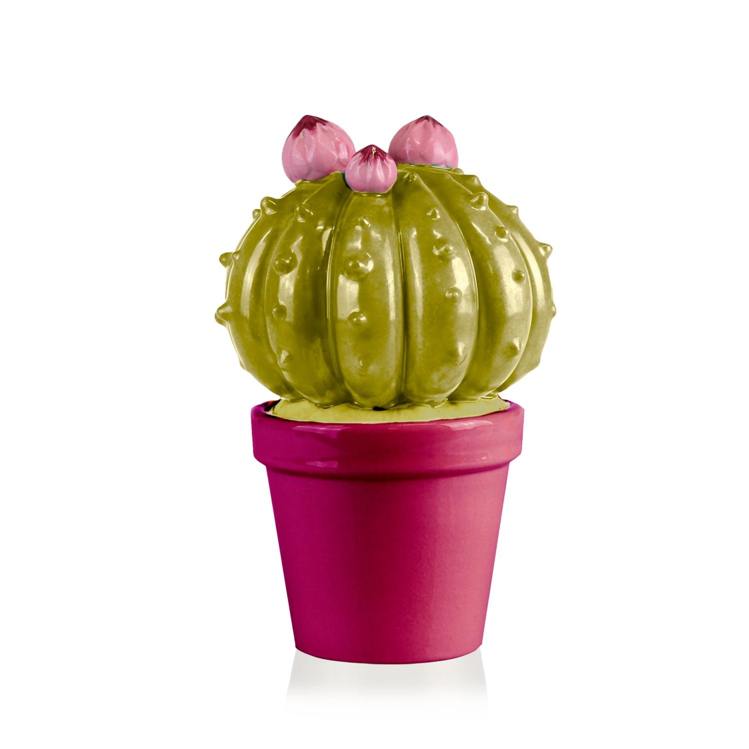Frailea Cactus Scented Candle - Green & Fuchsia