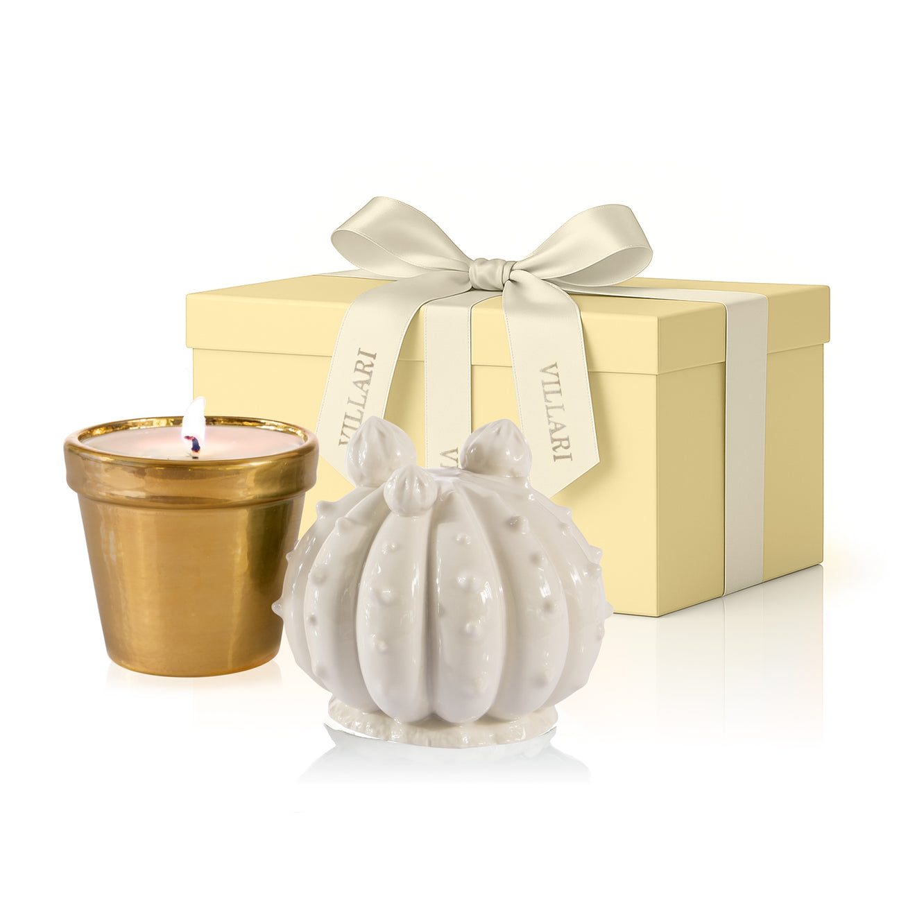 Frailea Cactus Scented Candle - White &amp; Gold 