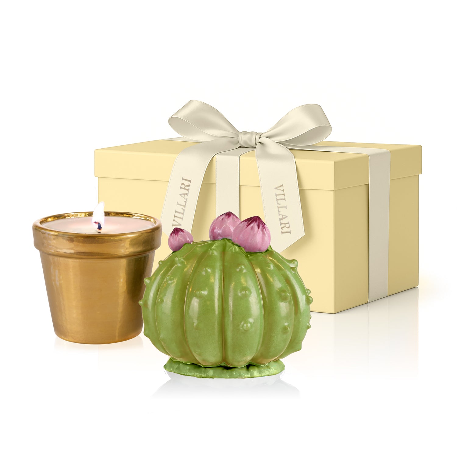 Frailea Cactus Scented Candle - Green & Gold