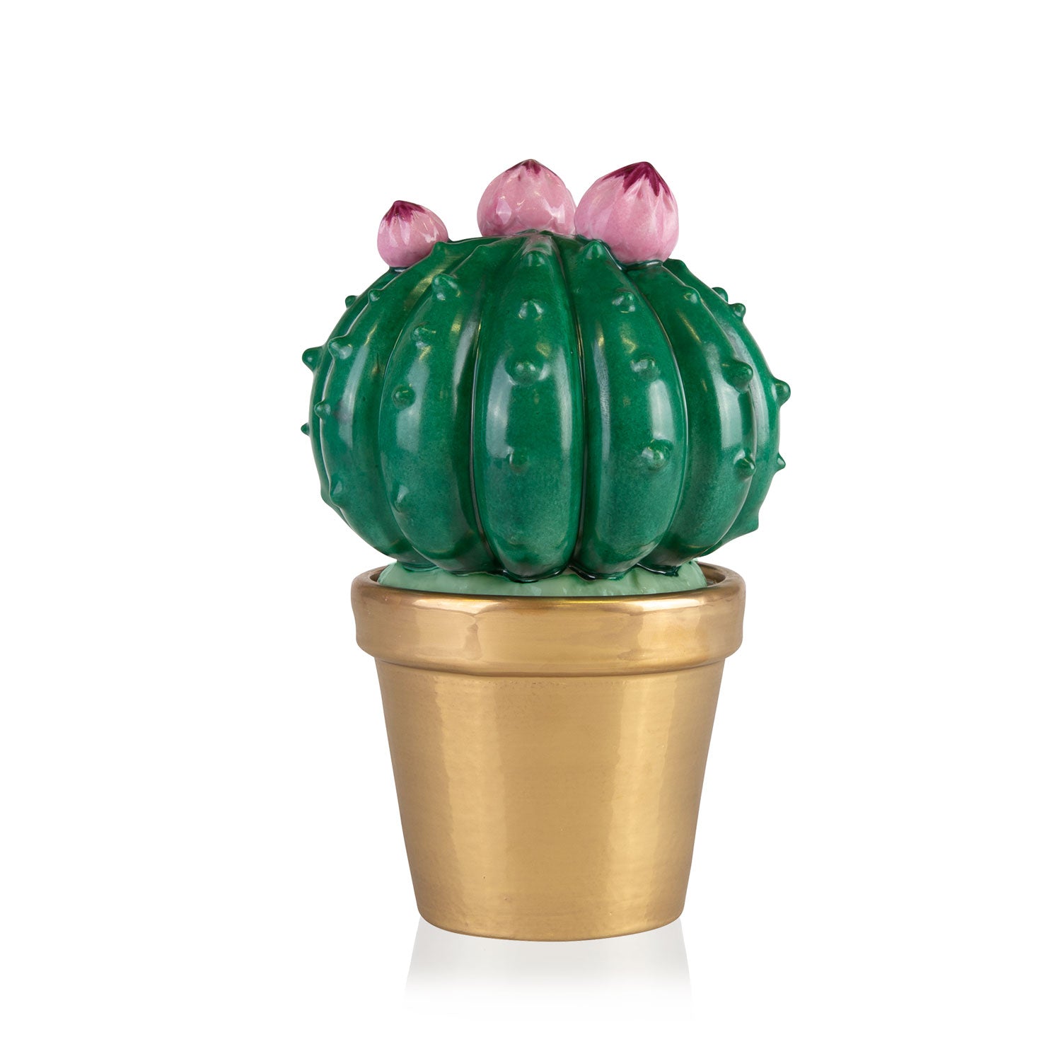 Frailea Cactus Scented Candle - Peacock Green & Gold