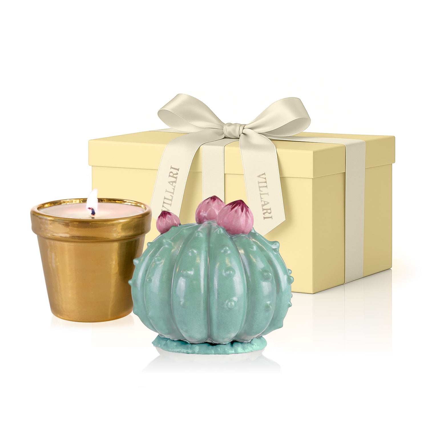 Frailea Cactus Scented Candle - Aquamarine & Gold