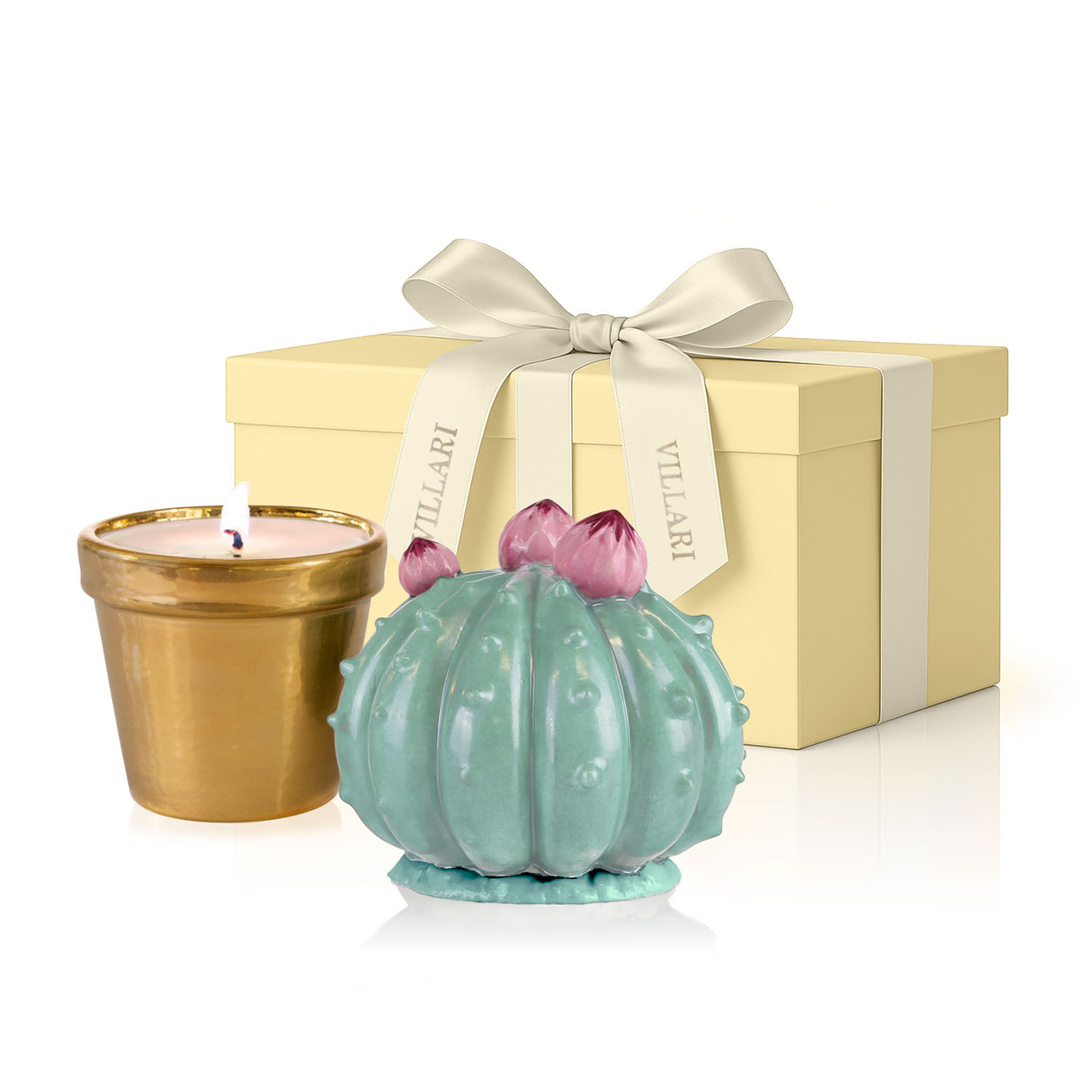 Frailea Cactus Scented Candle - Aquamarine &amp; Gold 