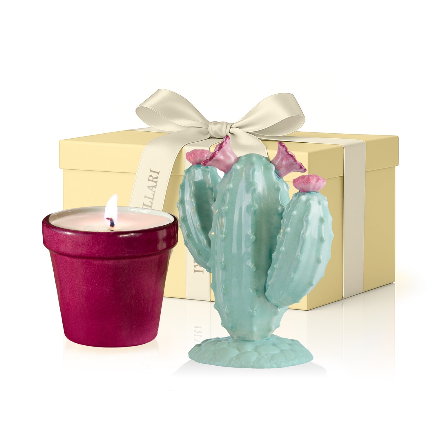 Mexican Cactus Scented Candle - Aquamarine & Fuchsia