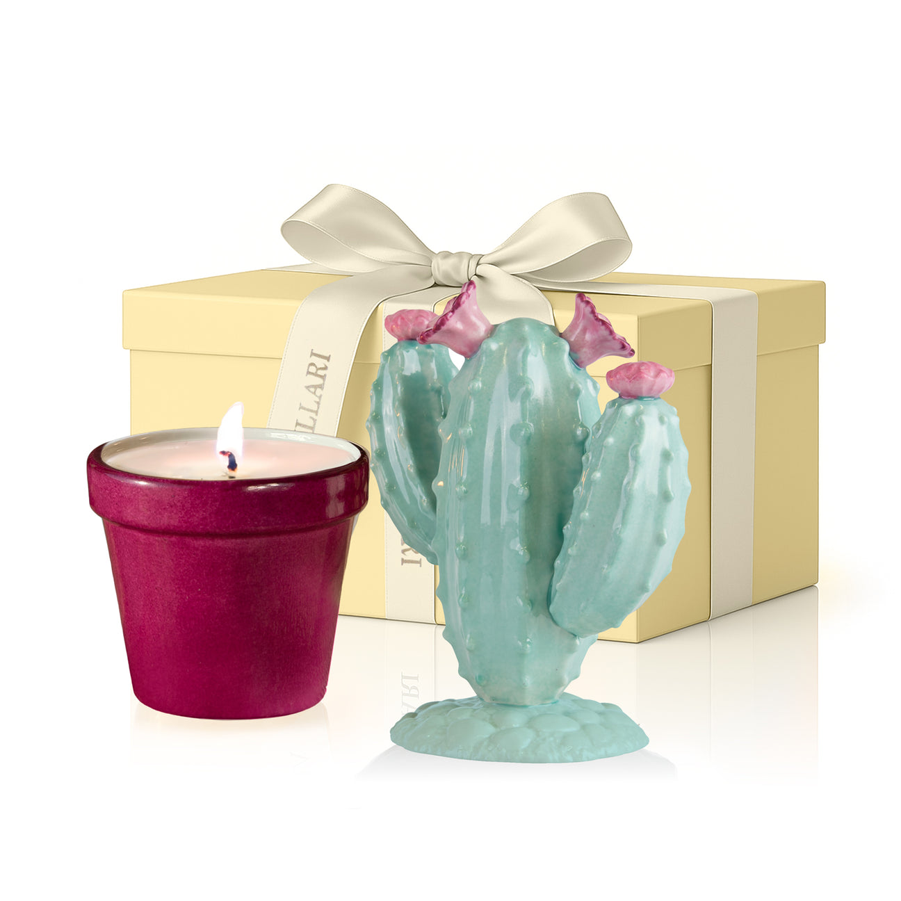 Mexican Cactus Scented Candle - Aquamarine &amp; Fuchsia 