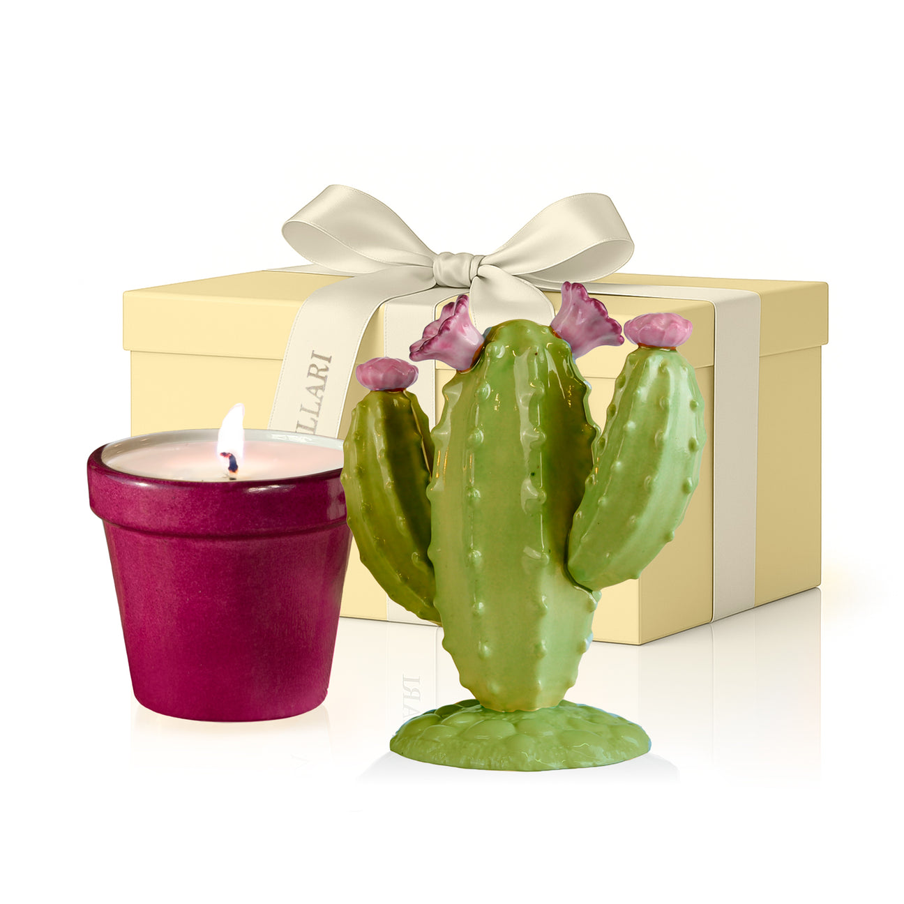 Mexican Cactus Scented Candle - Green &amp; Fuchsia 