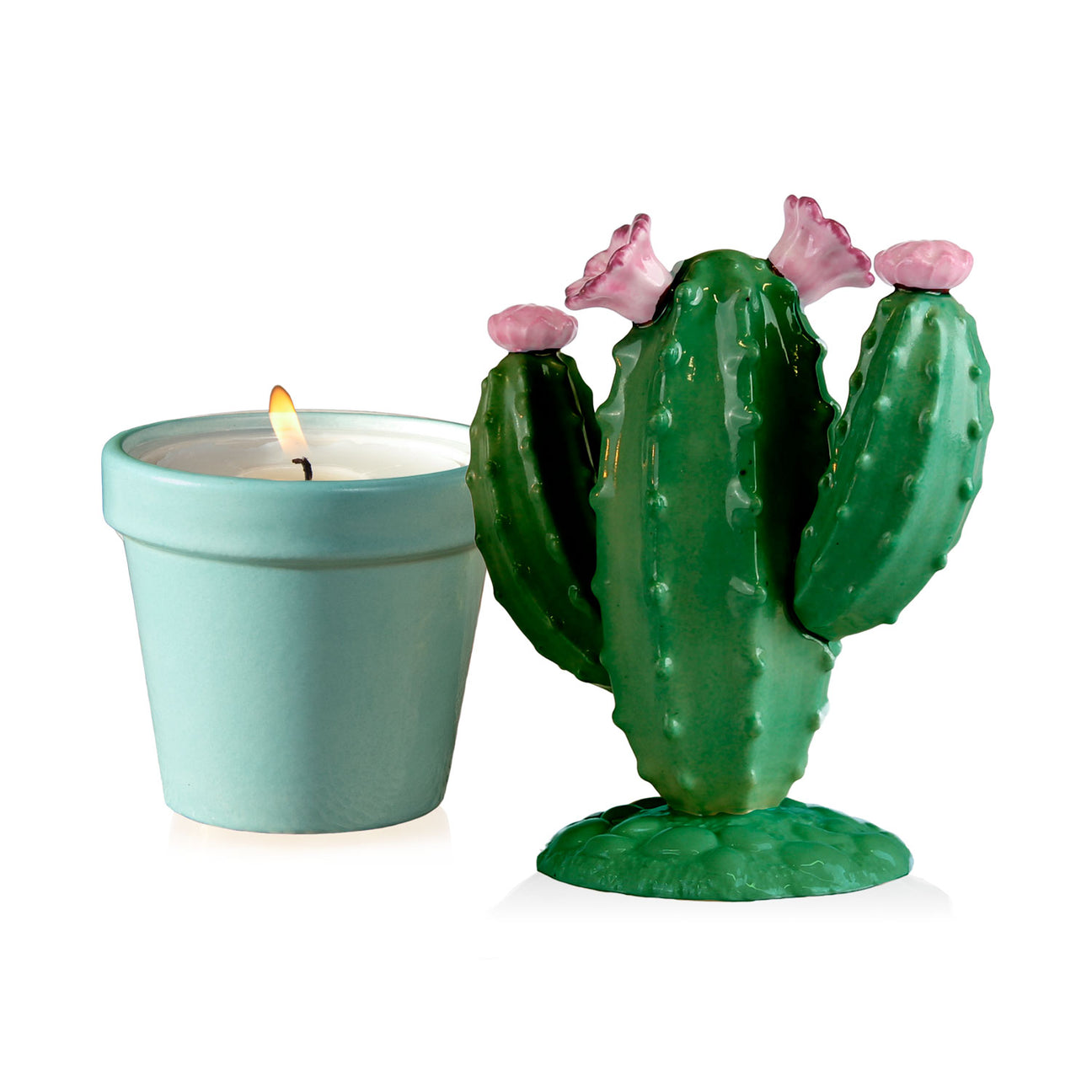 Mexican Cactus Scented Candle - Peacock Green &amp; Aquamarine 