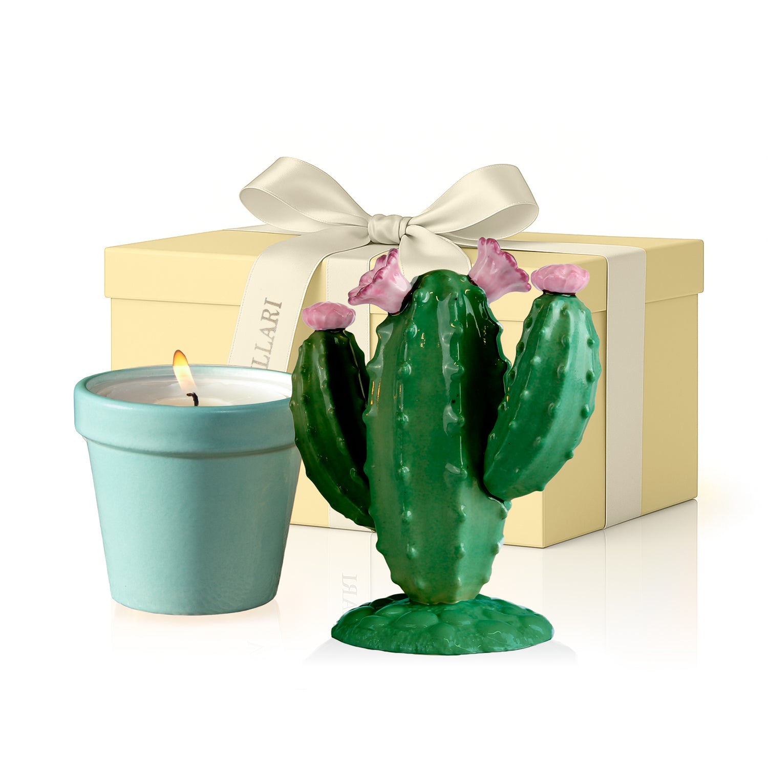 Mexican Cactus Scented Candle - Peacock Green & Aquamarine