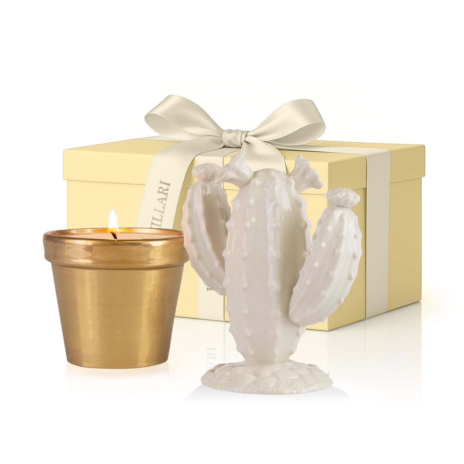 Mexican Cactus Scented Candle - White & Gold
