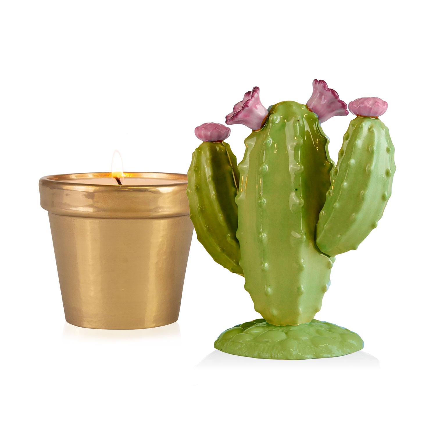 Mexican Cactus Scented Candle - Green & Gold