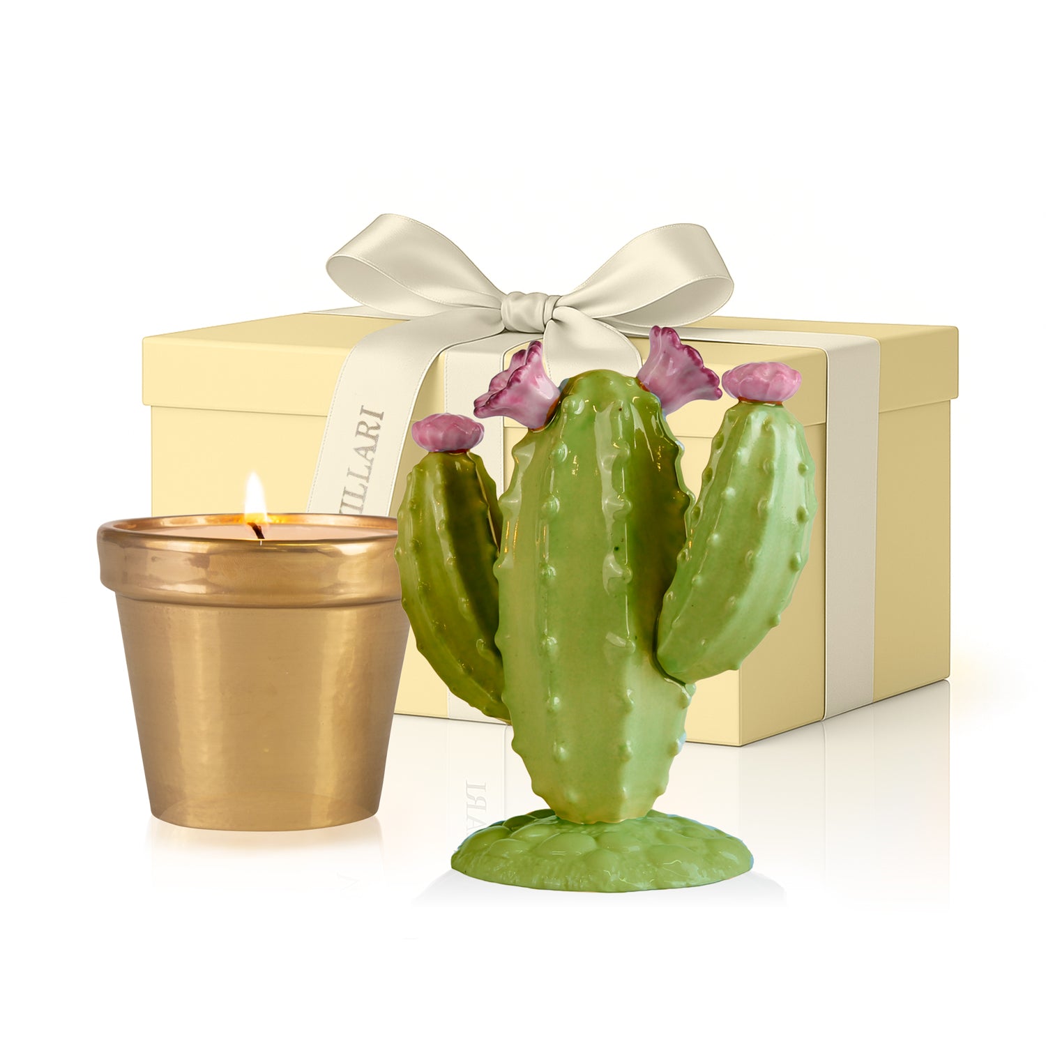 Mexican Cactus Scented Candle - Green & Gold