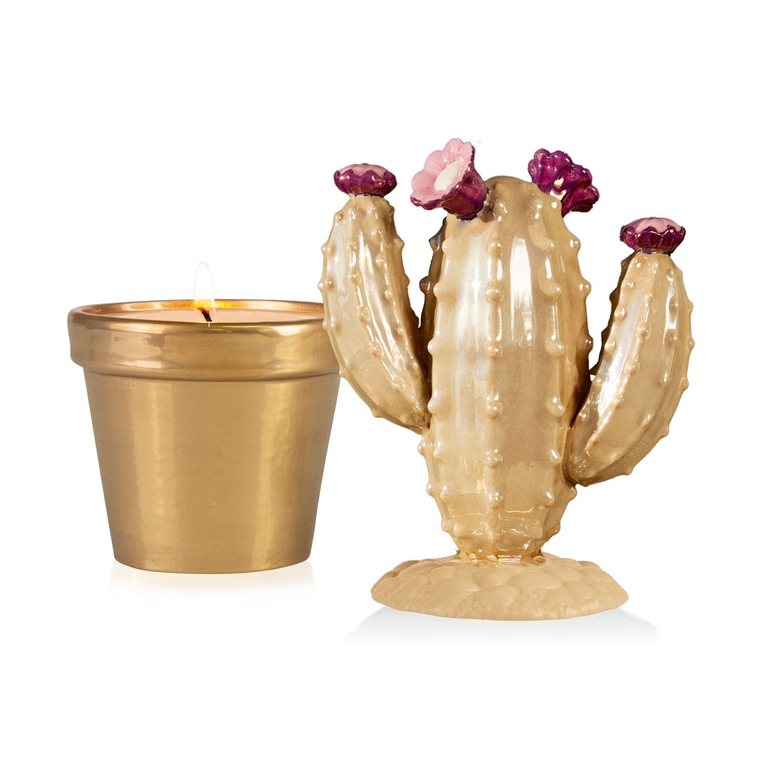 Mexican Cactus Scented Candle - Pearly Caramel & Gold