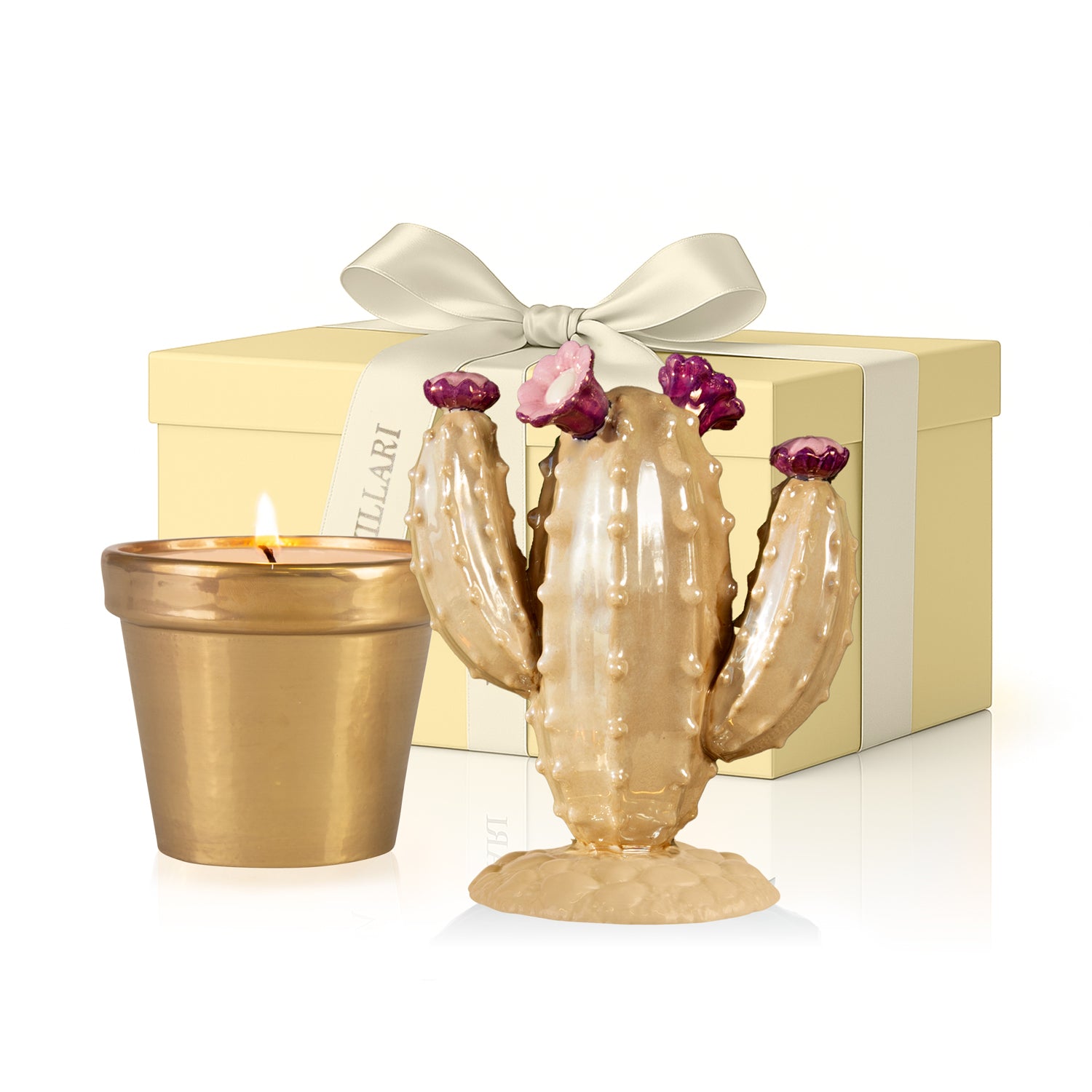 Mexican Cactus Scented Candle - Pearly Caramel & Gold