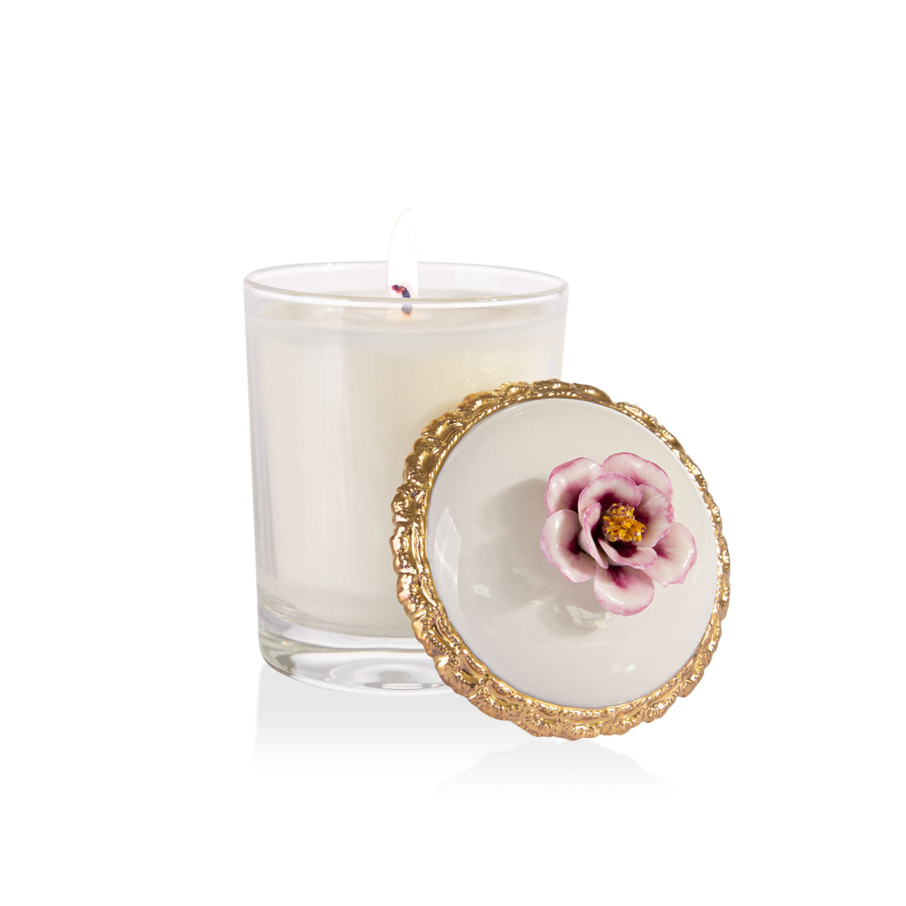 Ibiscus Scented Candle - Baby Pink &amp; Gold 