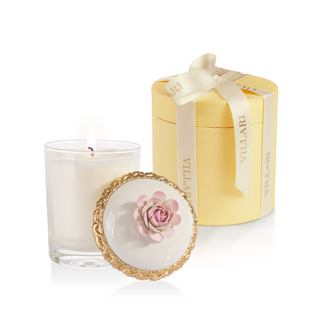 Rose Scented Candle - Baby Pink &amp; Gold 