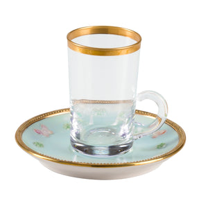 Butterfly Aquamarine Green Tea Cup & Saucer