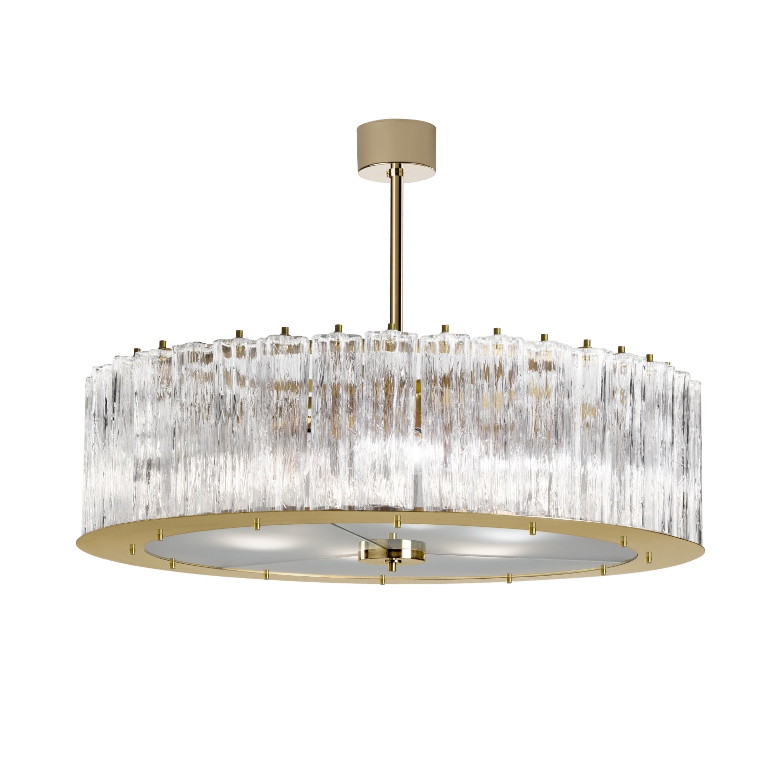 Drum Round Chandelier - 6 Lights - Transparent & Gold