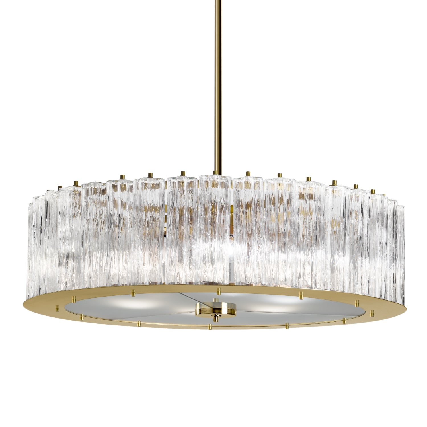 Drum Round Chandelier - 6 Lights - Transparent & Gold