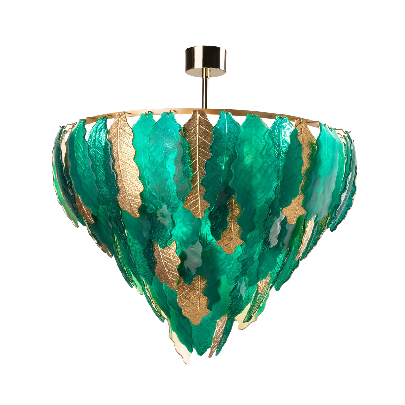 Kelly Chandelier - 12 Lights - Peacock Green &amp; Gold 