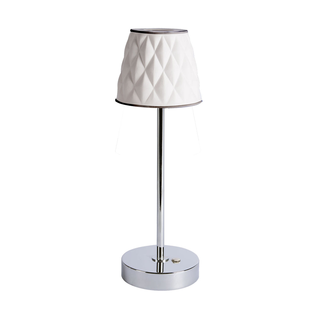 Infinity Rechargeable Table Lamp - White & Platinum