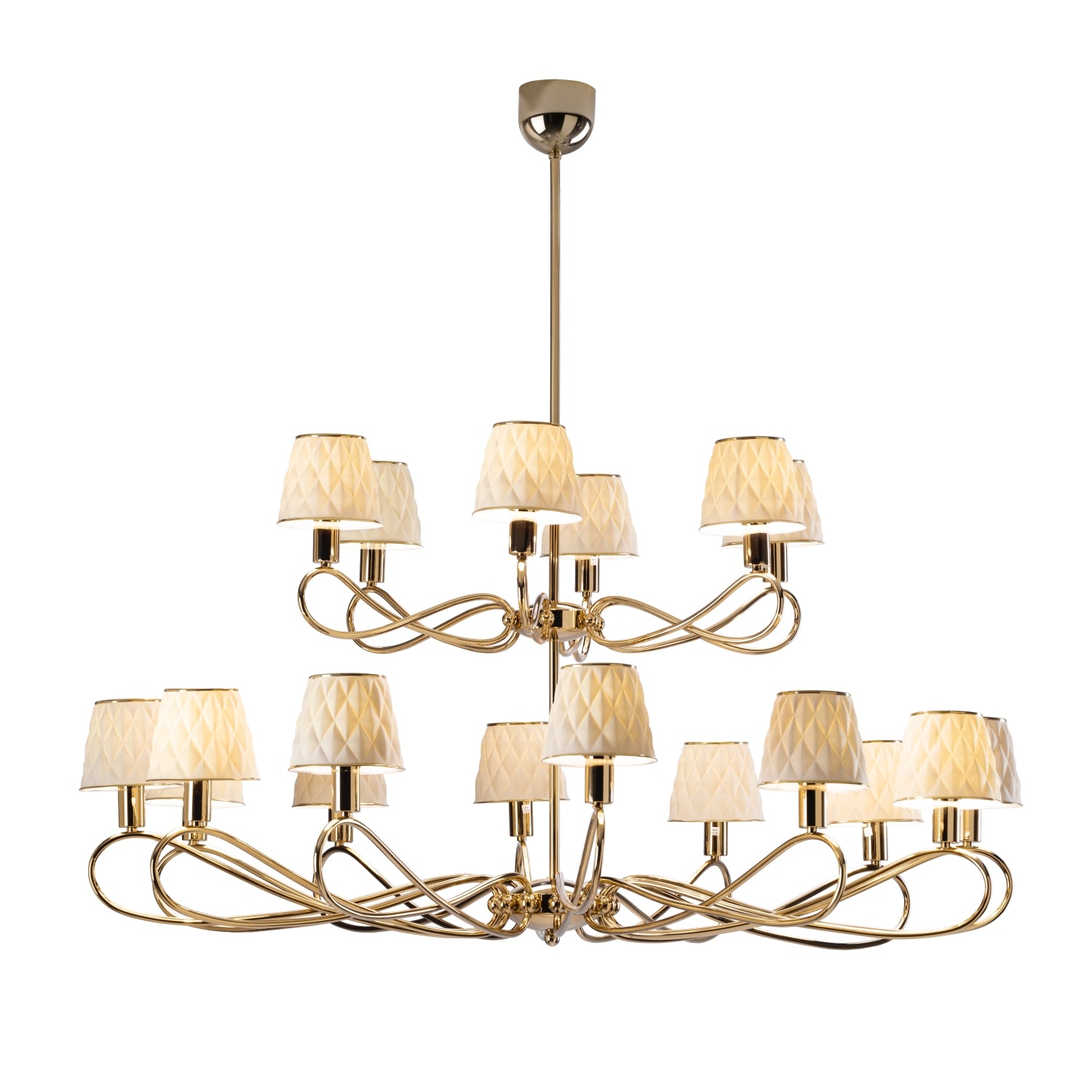 Infinity 18 Light Chandelier - White & Gold
