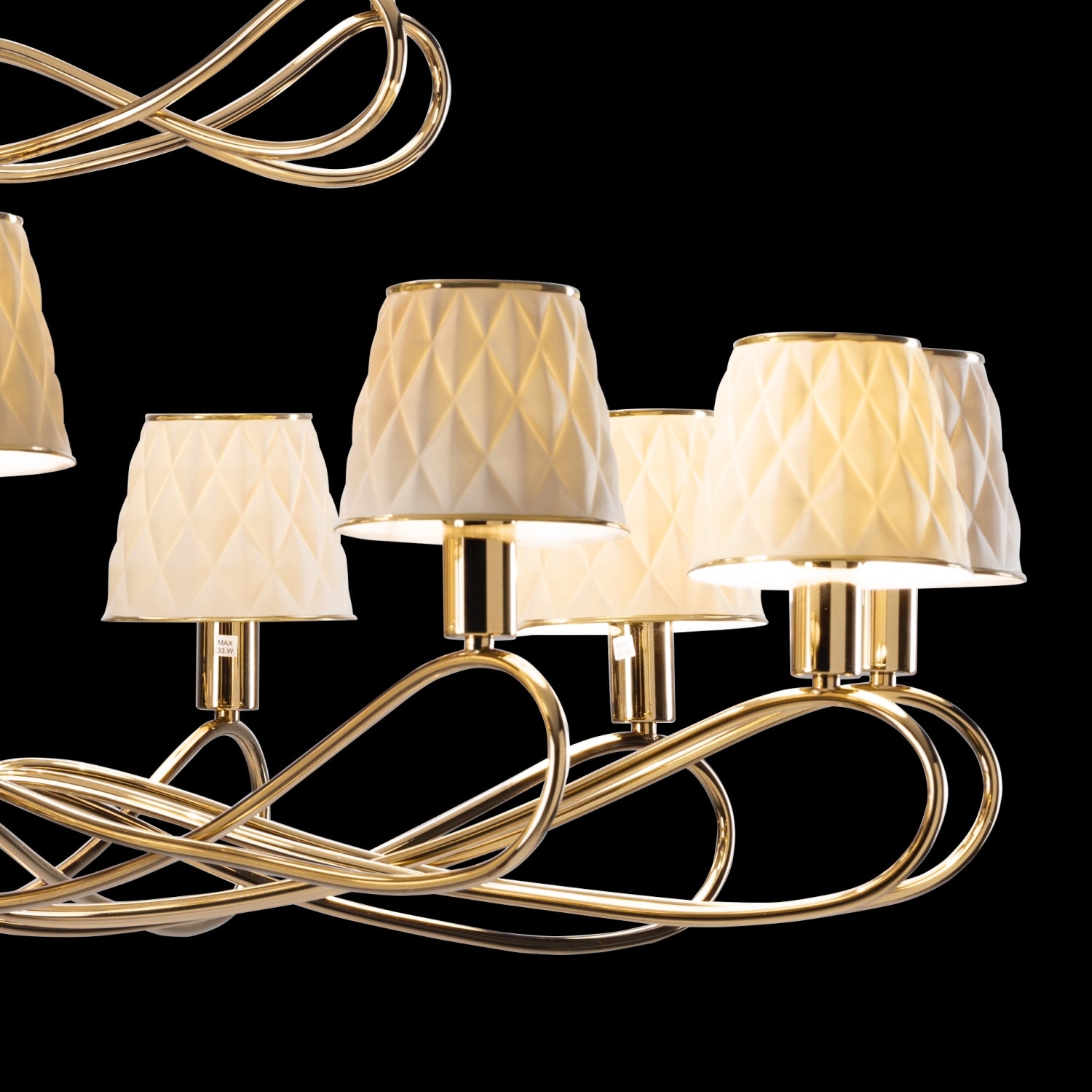 Infinity 18 Light Chandelier - White & Gold