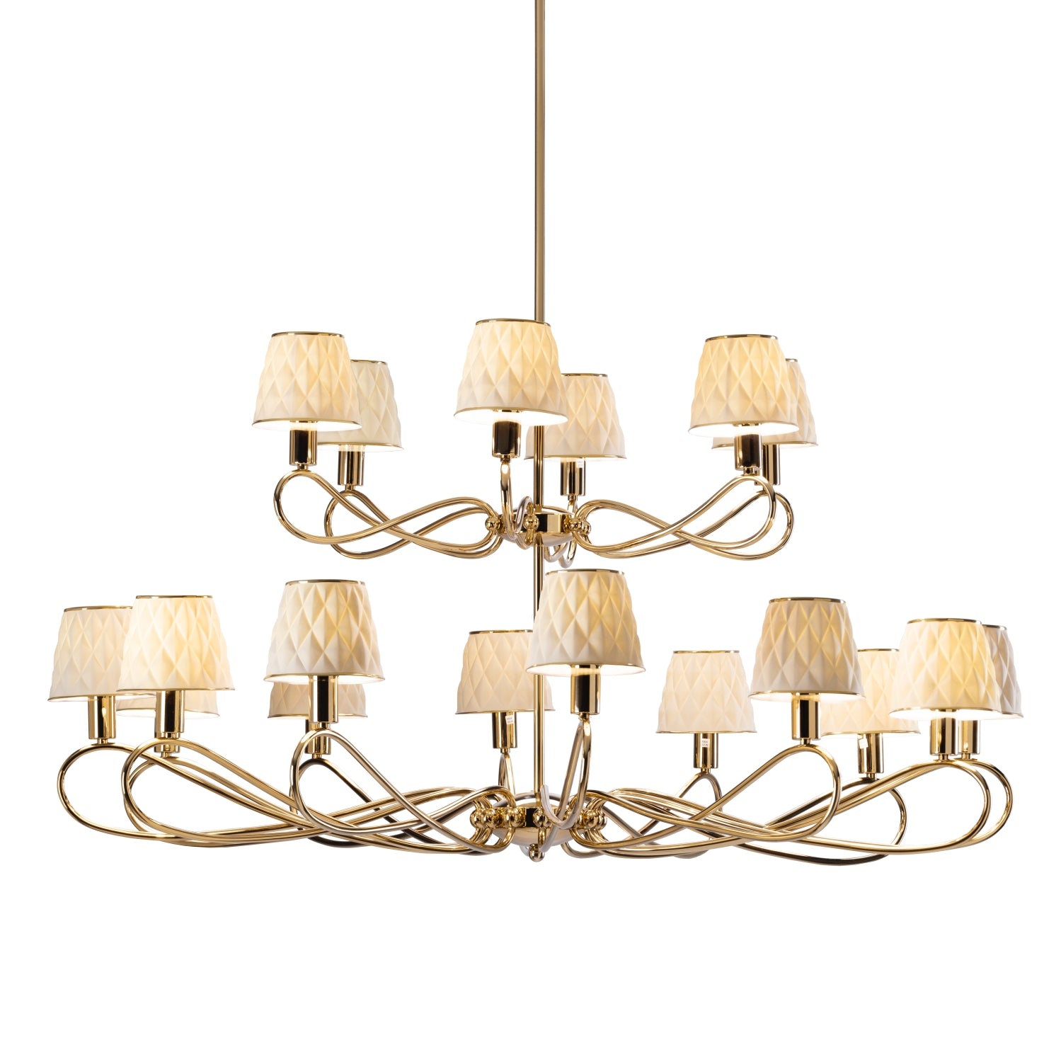 Infinity 18 Light Chandelier - White & Gold