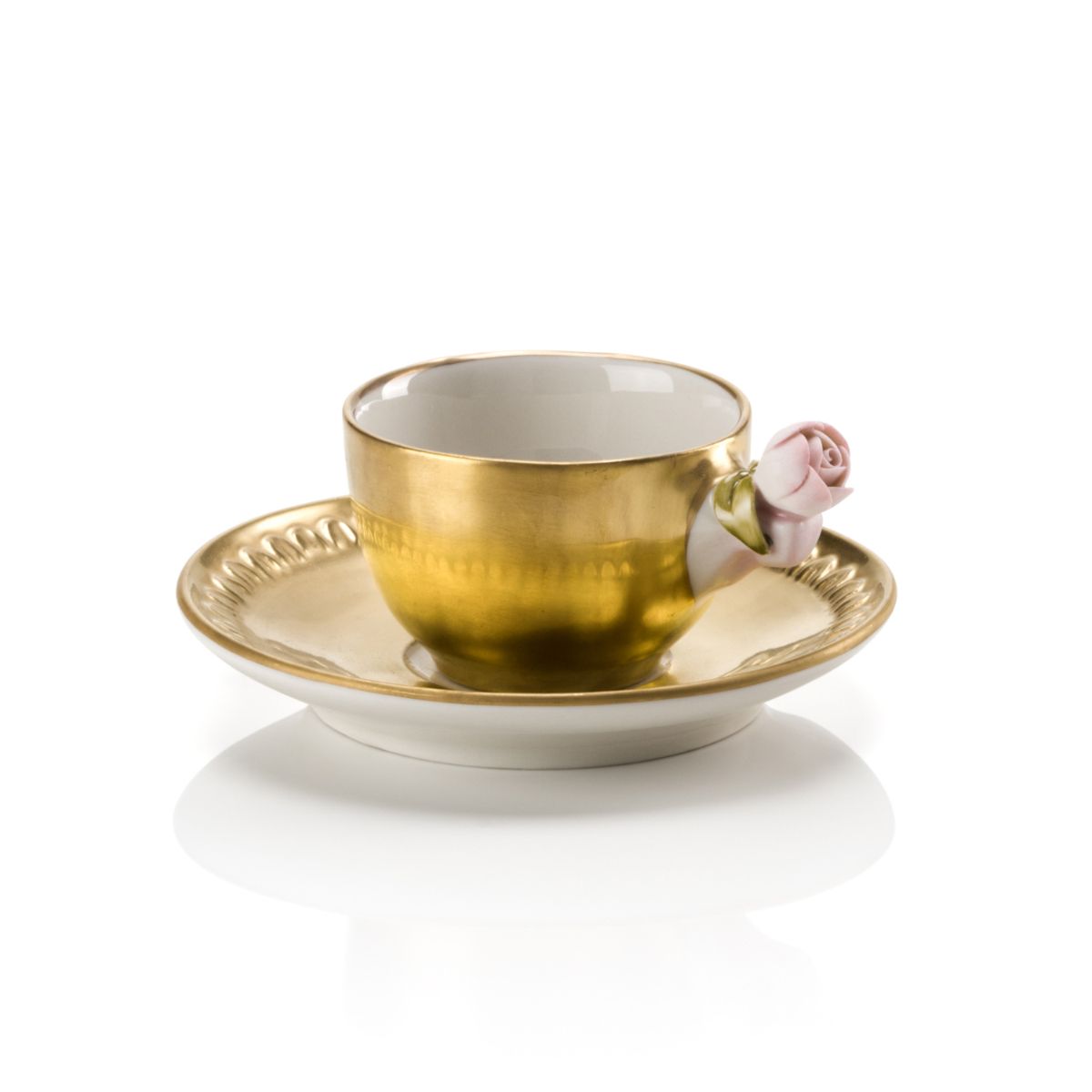 Marie-Antoinette Pink & Gold Coffee Cup & Saucer