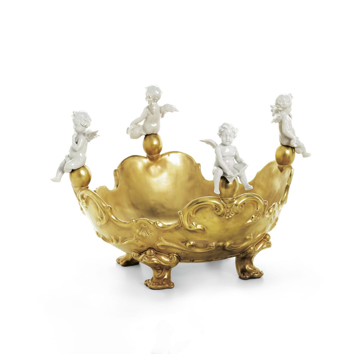 Baroque Centrepiece With 4 Cherubs - Gold
