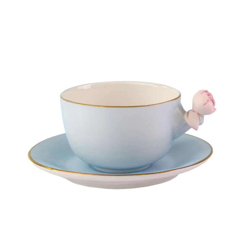 Marie-Antoinette Blue & Pink Tea Cup & Saucer