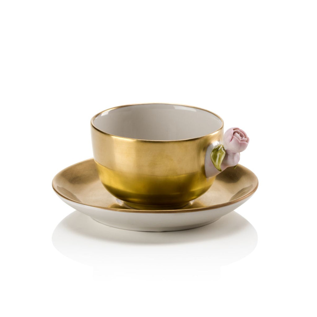 Marie-Antoinette Pink & Gold Tea Cup & Saucer