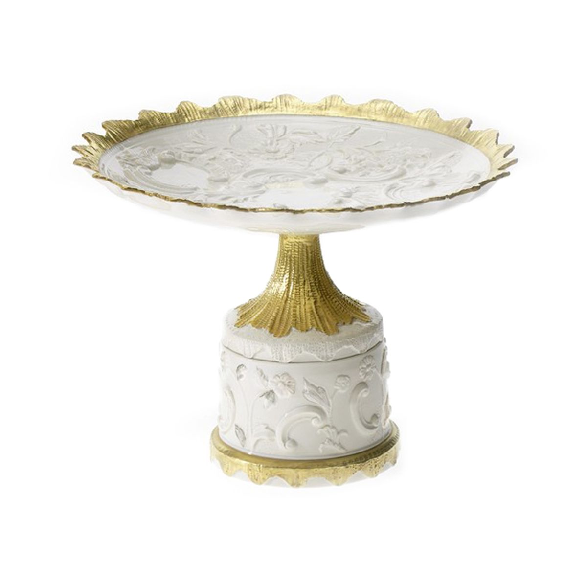 Taormina White &amp; Gold Cake Stand 