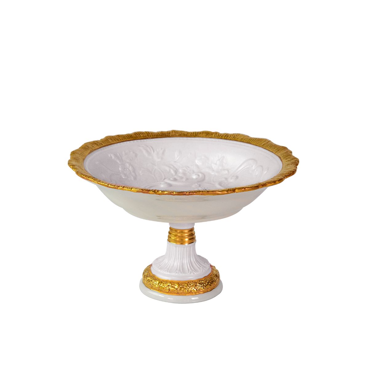 Taormina White &amp; Gold Small Footed Bowl 