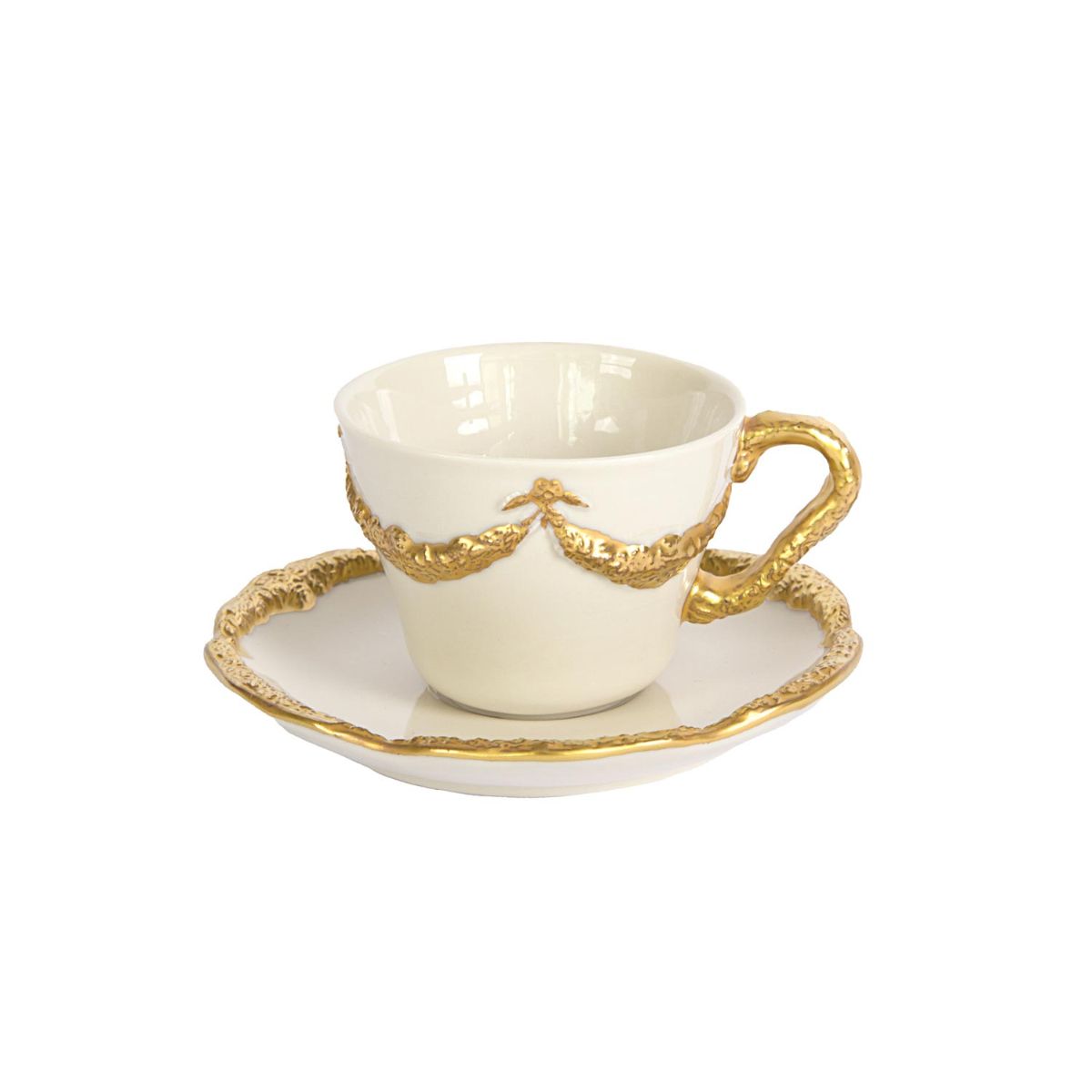 Empire White &amp; Gold Coffee Cup &amp; Saucer 