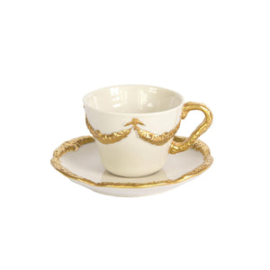 Empire White & Gold Coffee Cup & Saucer