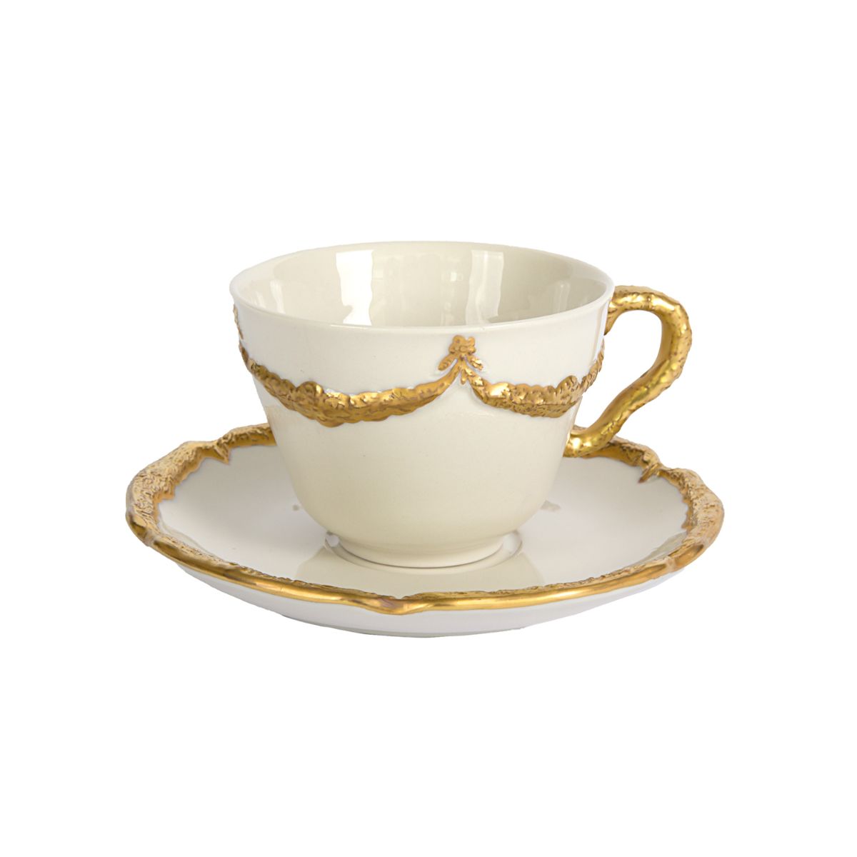 Empire White &amp; Gold Tea Cup &amp; Saucer 