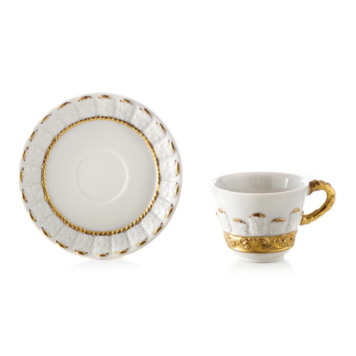 Queen Elizabeth White &amp; Gold Coffee Cup &amp; Saucer 