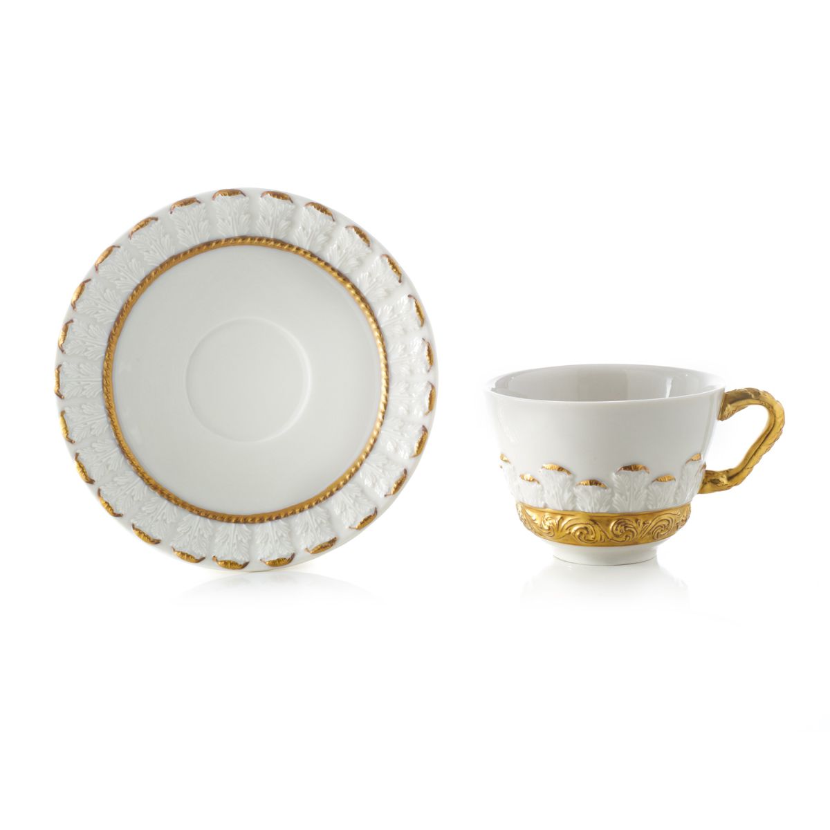 Queen Elizabeth White &amp; Gold Tea Cup &amp; Saucer 