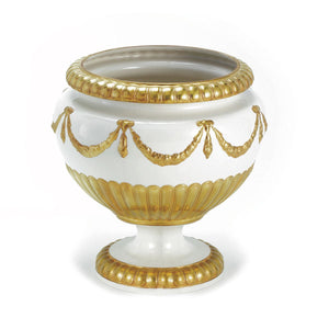 Empire Footed Plant Pot - White & Gold