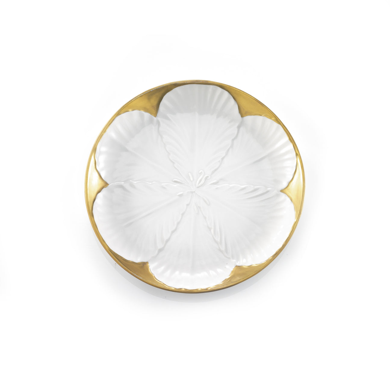 Tulip Dessert Plate - White &amp; Gold 