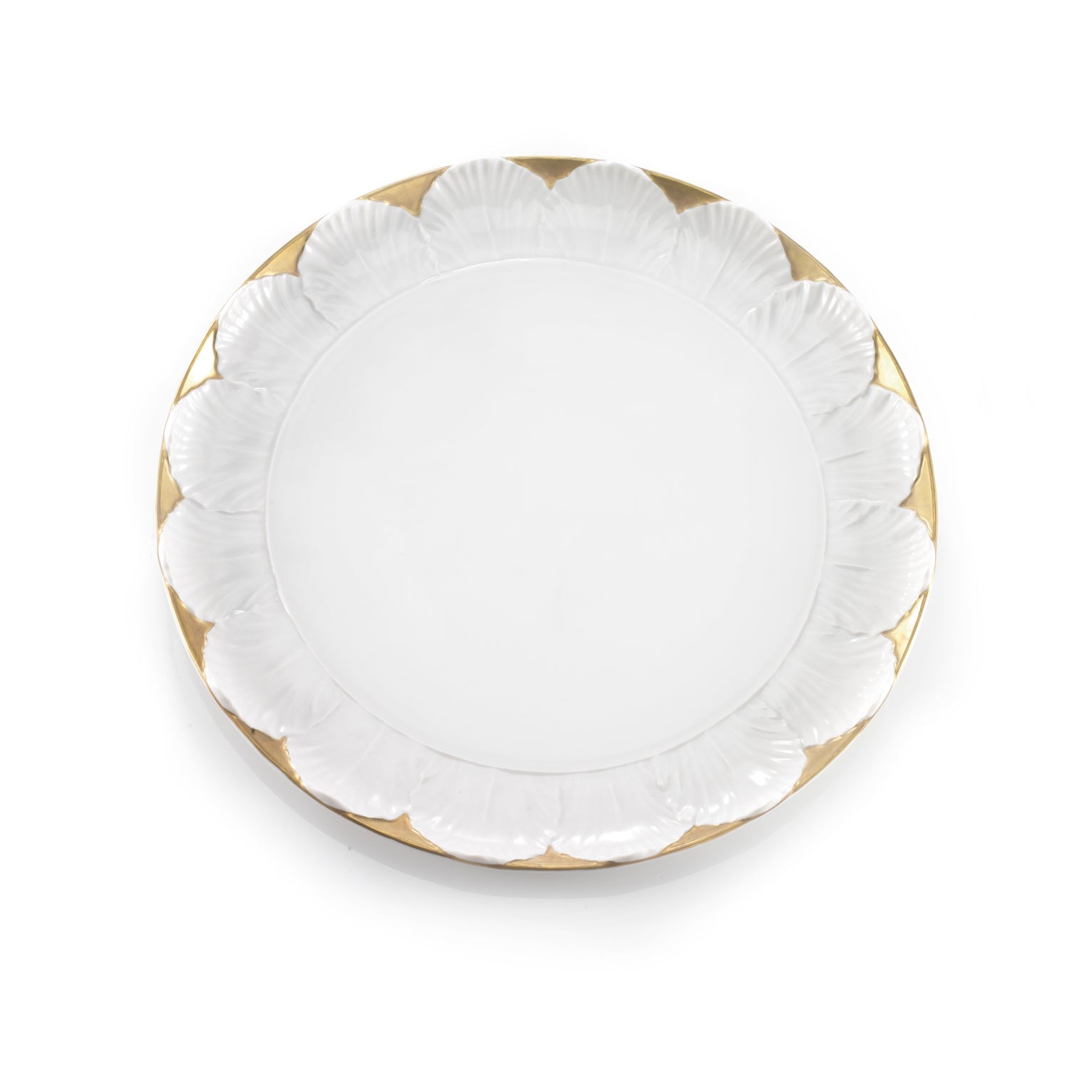 Tulip Dinner Plate - White & Gold