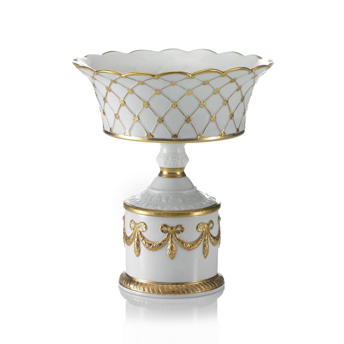 Empire Criss-Cross Footed Fruit Bowl - White &amp; Gold 