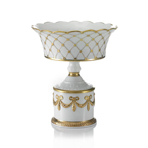 Empire Criss-Cross Footed Fruit Bowl - White & Gold