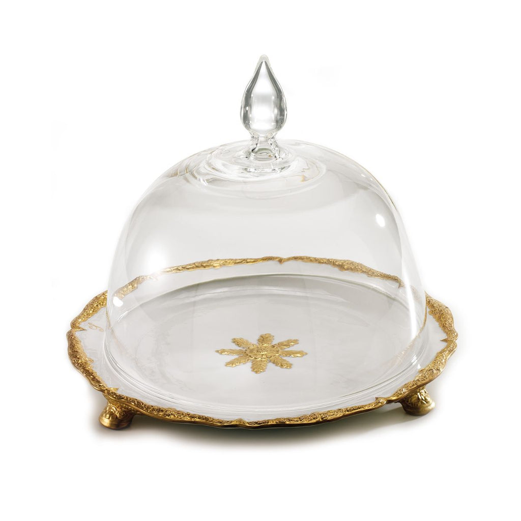 Empire White & Gold Round Tray Dome Covered