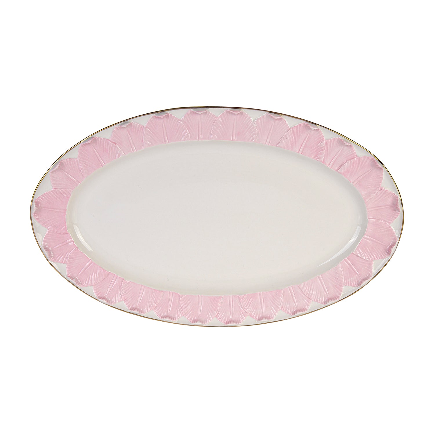 Tulip Oval Dish - Pink & White