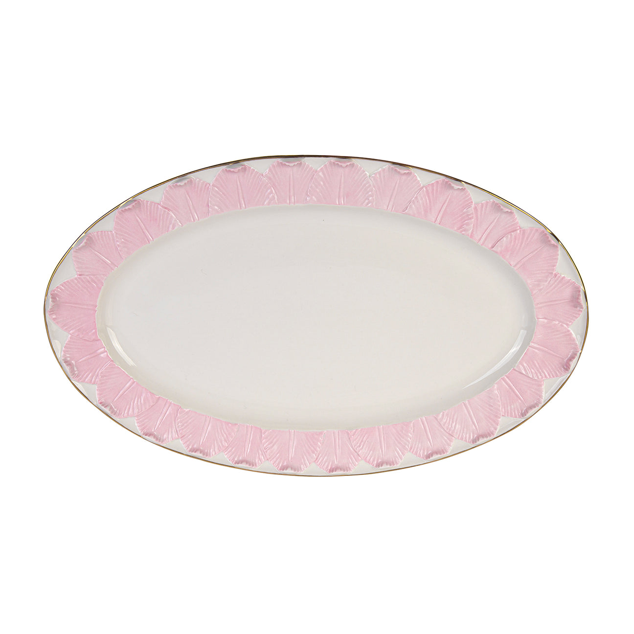 Tulip Oval Dish - Pink &amp; White 