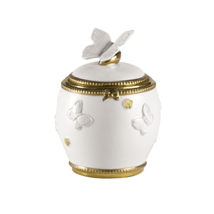 Butterfly White & Gold Sugar Bowl