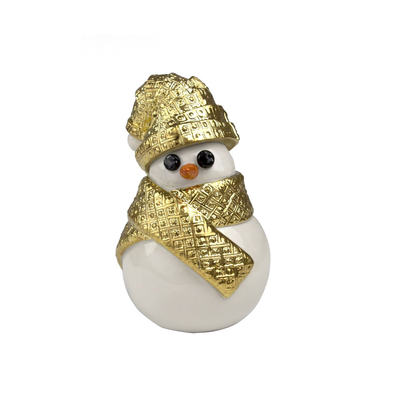 Snowman Ornament - White &amp; Gold 
