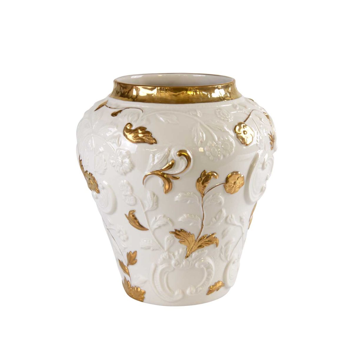 Taormina Small Vase - White &amp; Gold 