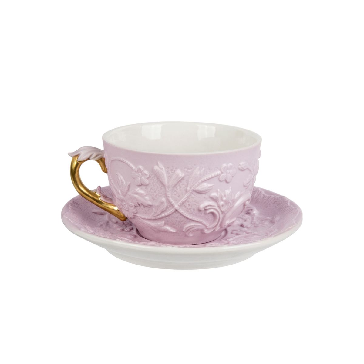 Taormina Pink &amp; Gold Tea Cup &amp; Saucer 